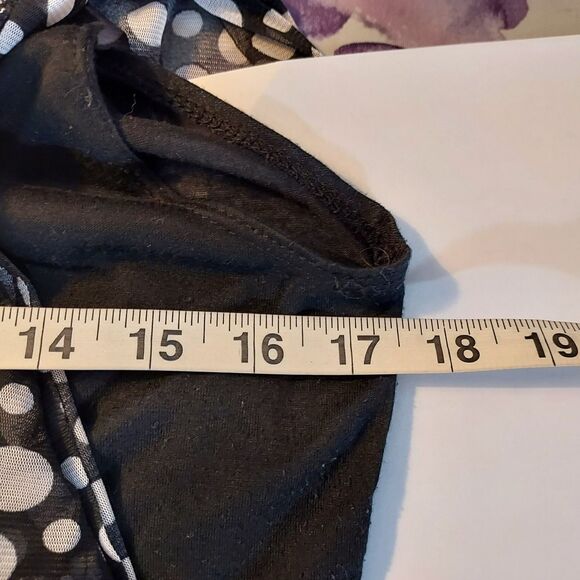 French Laundry Women's Shirt Top Size L Black White Polka Dot Polyester Spandex - Picture 10 of 11